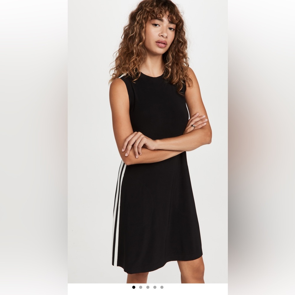 Norma Kamali Side Stripe Sleeveless Swing Dress